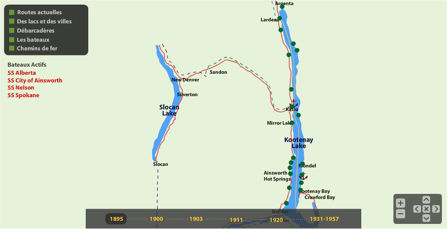 Carte - L'itinéraire de Kaslo-Lardeau