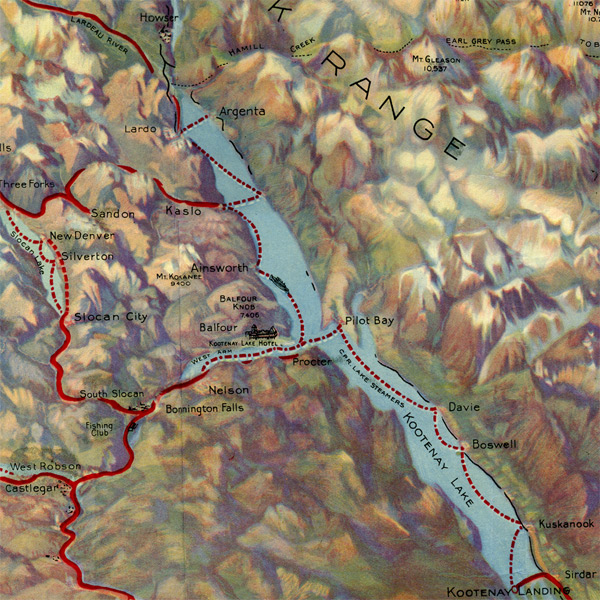 Carte du secteur du lac Kootenay